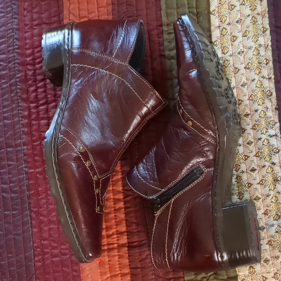 RIEKER* Brown leather studded side zip cowboy style square toe shoe/bootie 39 - Picture 5 of 16